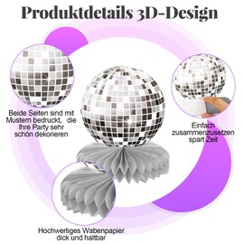 Disco Decoration Table Toppers Table Topper Disco Decoration Table Disco Ball Decoration Party Table Decoration Disco Birthday Honeycomb Centrepiece Disco Party Decoration for 70s 80s Party