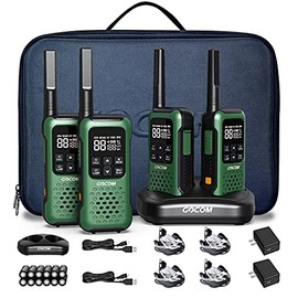 GOCOM G9 IP67 Waterproof Two Way Radios, 2 Way radios Outdoor Adventure NOAA Weather Alert & SOS Emergency Lamp Adult Walkie Talkies Long Range Rechargeable (G9 - Suitcase 4 Pack)