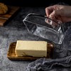 VivaBelle Glass Butter Dish with Wood Lid, Clear Domed Cheese