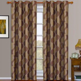 Royal Tradition Savanna 104-Inch Wide x 84-Inch Long, Jacquard Set of 2 Grommet Top Curtains, Mocha