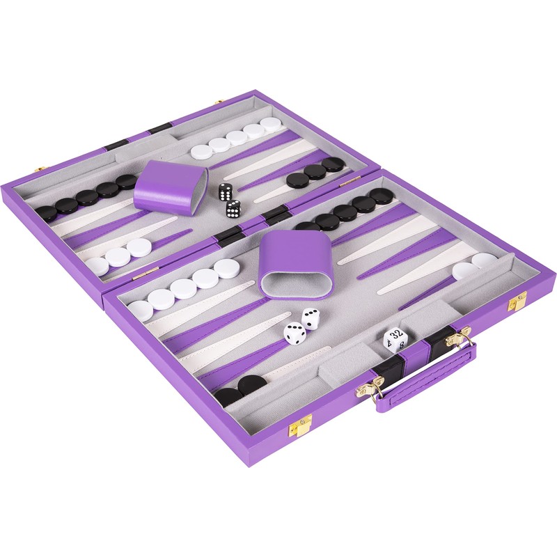 Crazy Games Backgammon Set - Classic Purple Large 18 Inch