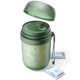 IDEERFIT Pill Box 7 Day Pill Box [Desiccant Chamber] [Light-Protected] [Airtight] [Dry Safe] [7 Compartments] Tablet Organiser Pill Box Medication Box Morning Noon Evening, Large (Green)