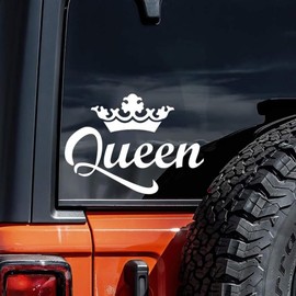 OTGETN Queen Crown Car Decals, Elegant Vinyl Stickers for Women, Waterproof Decals for Car Window, Laptop, Tumbler, Mirror 6.7"x3.3" | #AZ03 (White)