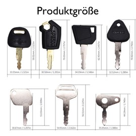 HiSport 7 Piece Equipment Key Set Compatible with Various Excavators, Excavators, Tippers, Tractors, Telescopic Forklifts and Tools