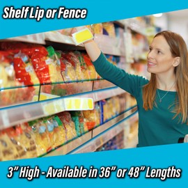 Clear Shelf Fence for Gondola or Wood Shelves, Transparent Plastic Front Lips for Retail Shelving & Store Aisles, 3" H x 36" L, 2 Pack