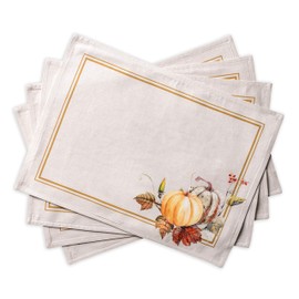 Maison d' Hermine Placemat 100% Cotton Decorative Placemats Washable Cloth Placemats, Home, Wedding, Restaurant, Party & Camping, Potiron - Thanksgiving/Christmas (Set of 4)