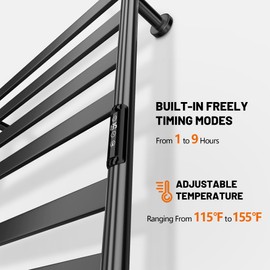 Paraheeter Wall Mounted & Freestanding Heated Towel Rack for Bathrooms. Electric Towel Warmer Rack Heater, Stainless Steel Black.