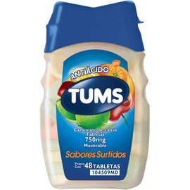 TUMS Antiácido Carbonato De Calcio, Sabores Surtidos, 48 Tabletas Masticables, 750 mg