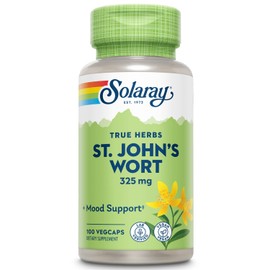 Solaray St Johns Wort 325mg Whole Aerial |Brain Health Support | Non-GMO, Vegan Lab Verified (100 Count) | Pack of 2