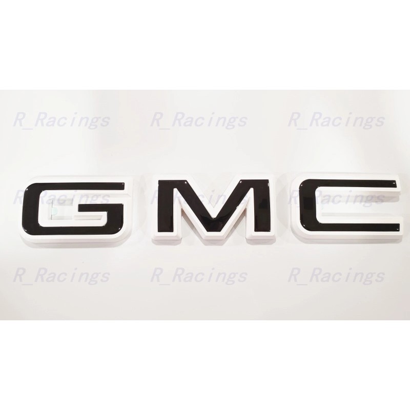 Auto Front & Rear GMC White Black OVERLAY Emblem Badge