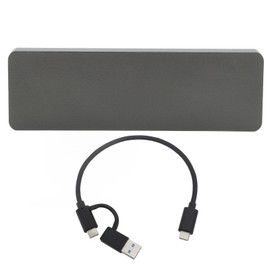 M.2 NGFF SSD Hard Drive Enclosure 10Gbps High Speed SATA B Key SSD USB3.1 Hard Drive Enclosure with Type C A to Type C Dual Head Data Cable Grey