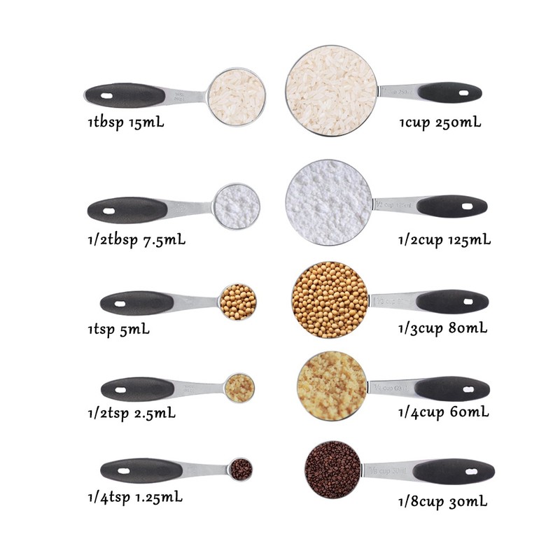 Ejoyous 10 Pieces Stainless Steel Measuring Cups and Spoons with