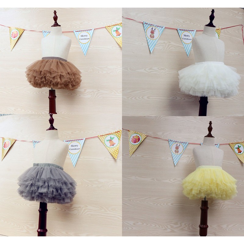 Falda tutú para bebé, 6 capas, tutus 1-8T, Gris, 1-2