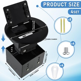 Kanayu Recessed Floor Outlet 3.98"x3.66"x3.15" 1-Gang with 4.8A USB Chargers 20 Amp Floor Receptacles Round Outlet Kit Electrical Waterproof Cover, ETL Listed (Black, 4 Pack)