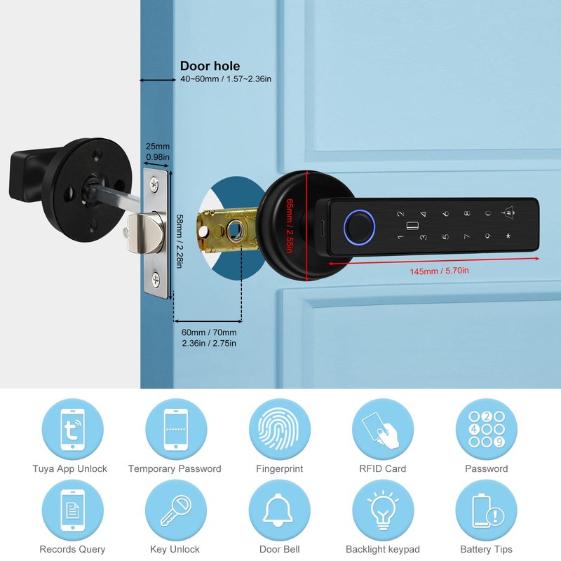 XYBkey Smart Door Lock 5-in-1 Door Handle Electronic Keypad Supports