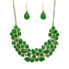 Unbranded Green Bead and Clear Crystal Statement Necklace with Matching