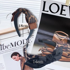 drakloak Headbands for Women's Hair,2PCS Retro Leopard Print Knotted Headband for Women,Girls Headbands,non Slip Headbands for Women,Tropical Wide Hairband,Fashion Hair Accessory（13-BW-14-BK）