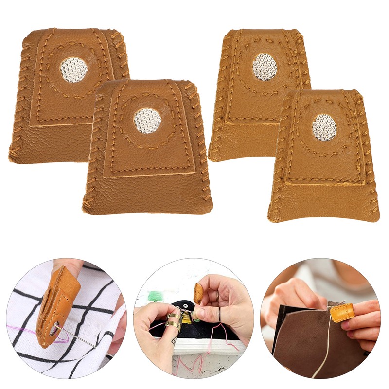 Sewing Finger Sleeve Knitting Thimble Leather Fingertip Protector Embroidery Supplies024