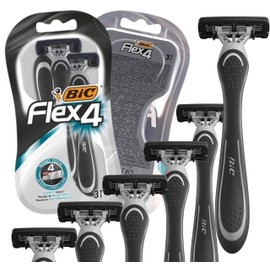 Bic flex 4 Men's Razor (3 pack x2) Women's Razor Blade Hair Remover Manual Shaving 4 Blade Razors for Men Women Adult Comfortable Clean Shave Rasage Extra Doux by TradeProvider®