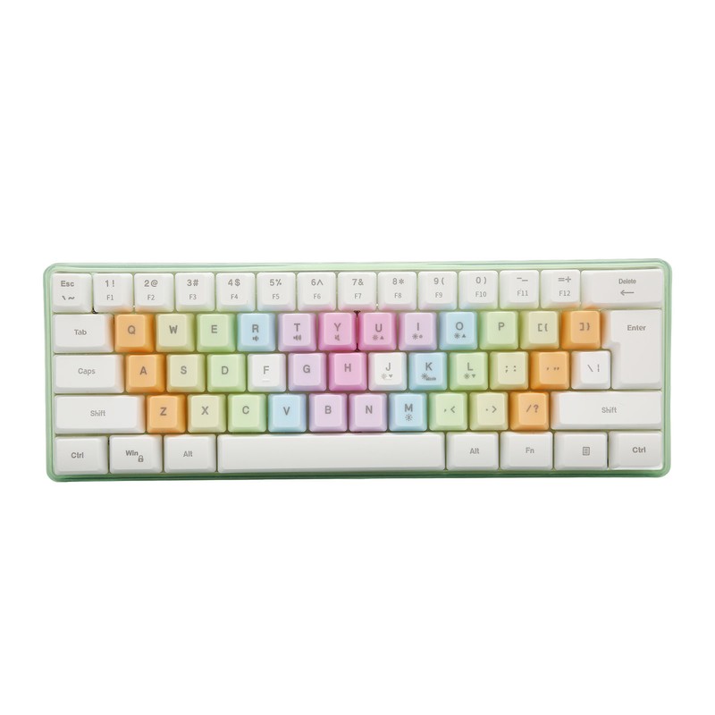 61 Keys Mechanical Keyboard RGB Backlight Colorful Keycaps Mini Wired
