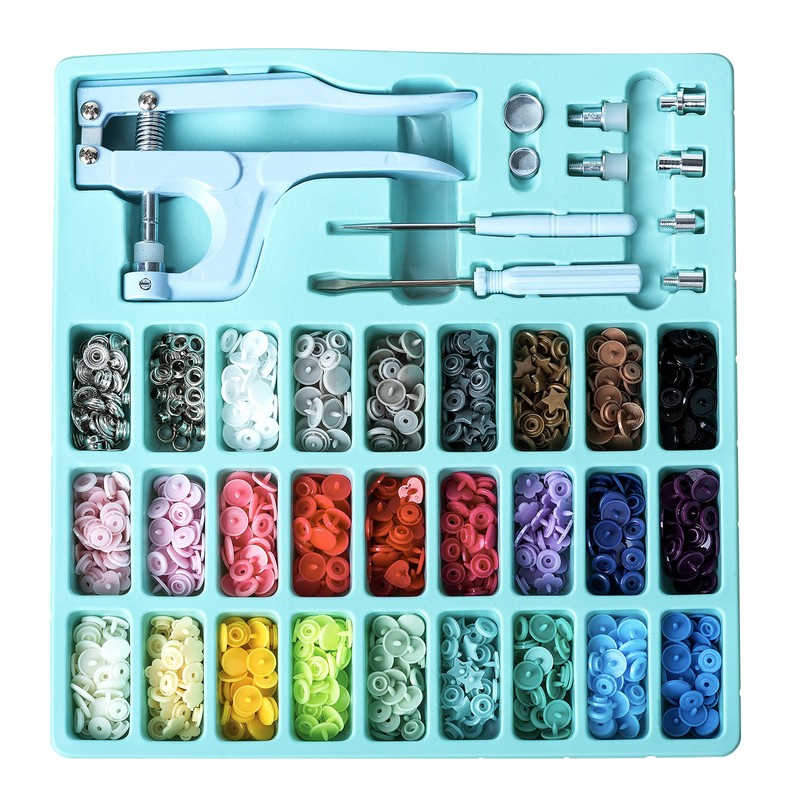 Plastic and Metal Snap Buttons with Snaps Pliers Set,300 Sets