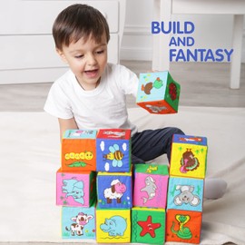 magdum 12 Baby Play Cubes - Building Blocks for Children from 1 Year - Montessori Toy from 1 Year - Stacking Stones - Building Blocks - Stacking Cups Baby Sensory Stacking Cube - Motor Skills Cube