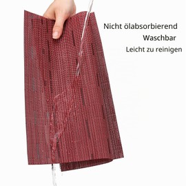 Myir JUN Set of 6 Washable Placemats, Woven, Washable, Non-Slip, Heat-Resistant, Vinyl Placemats, Washable for Kitchen, Dining Table, Hotel, Place Mats 30 x 45 cm (Red)