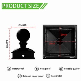 ZXNhome 2" x 2" Aluminium Alloy Ball Top Post Caps Fence Post Caps Cover Perfect, with Black Glossy Finish Powder Coated for Fence Wood Post of Decks, Garden or Corridors (1Pcs)