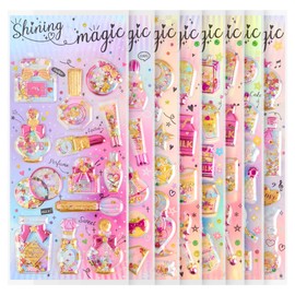 Jolly Stickers® Shake Stickers (Set of 8) | Art Projects, Craft Fun, Glitter & Fantasy Decorating Gifts Girls Girls Fun Aesthaetic 3D Puffy Bullet Stickers