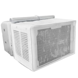 TAKTOPEAK U-shaped Window AC Cover: PVC Mesh for U Shape Window Air Conditioner 8000 10000 12000 BTU, White AC Window Unit Bug Screen Leaf Cover Rain Guard Outside Net Preventing Leaves, Debris, Rain
