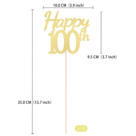Happy 100th Birthday Centerpiece for Table, Double-sided Glitter 100th Birthday Party Decorations 100th Fabulous Table Toppers for 100th Birthday Anniversary Party Table Decorations (Gold, 10 Pack)
