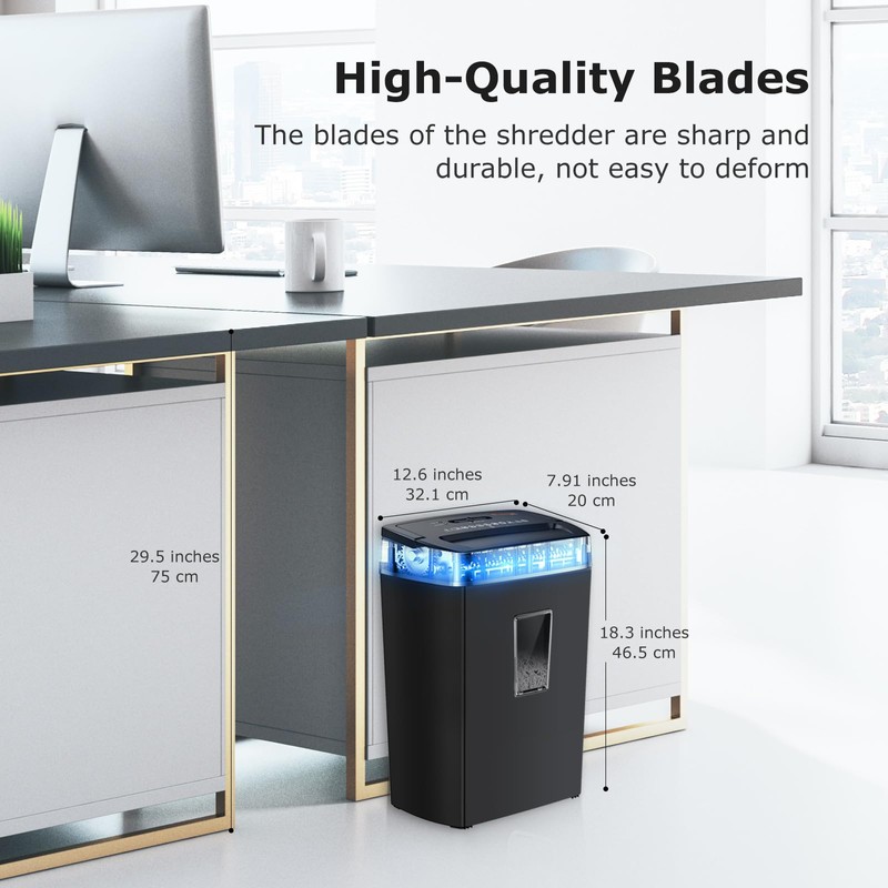Bonsaii 12-Sheet Cross Cut Shredder, P-4 High Security Shredding, 5.5