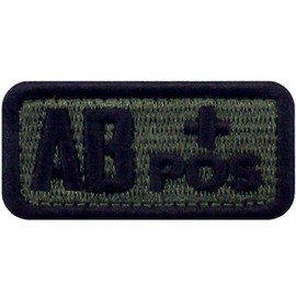 AB Type + Tactical Blood Type Embroidered Velcro Patch Olive and Black