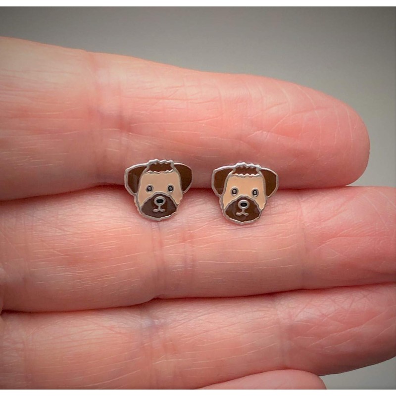 Katy Craig Border Terrier Dog Earrings - 925 Sterling Silver