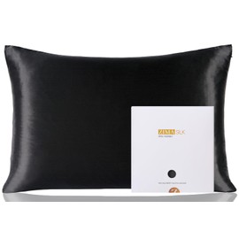 ZIMASILK 100% Mulberry Silk Pillowcase for Hair and Skin, with Hidden Zipper, Both Sides 19 Momme Pure Silk, 1pc(King 20''x36'',Black)
