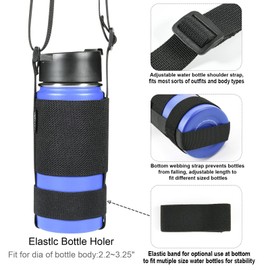 Cosmos Water Bottle Holder Strap Water Bottle Sling Strap Bottle Carrier with Adjustable Shoulder Strap & Elastic Band, Suitable for Sport Gym Hiking Travel Camping (Exclude Bottle) Black (1 Pcs)