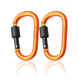 2Pcs Carabiner Clip Locking Carabiner, 7.8cm/3inch Orange Aluminum Alloy D-Ring Carabiners Key Locking Key Chain Clip Hook for Camping, Hiking, Traveling, Fishing, Backpack Keychains Keyring Outdoor