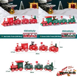 Xinlon Pack of 2 Wooden Christmas Train Decoration, Mini Christmas Train, Christmas Tree, Snowman, Reindeer, Christmas Decorations, Christmas Train Children's Gift, Christmas Train Window Decoration