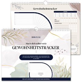 BIROYAL Habit Tracker, 12 Month Undated Habit Tracker as Wall Calendar, Daily, Weekly and Monthly Habit Tracker Calendar with Inspirational Quotes & Tips, Green Purple