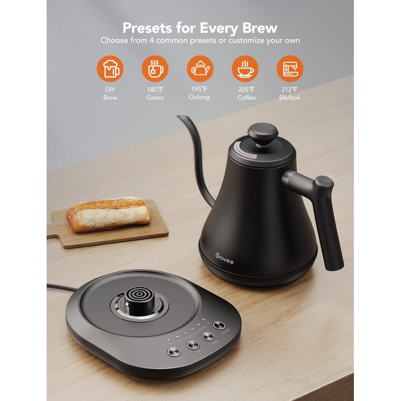 Govee Smart Electric Kettle, WiFi Variable Temperature Gooseneck Pour Over