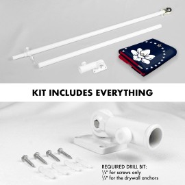 G128 Combo Pack: 6 Feet Tangle Free Spinning Flagpole (White) Mississippi MS