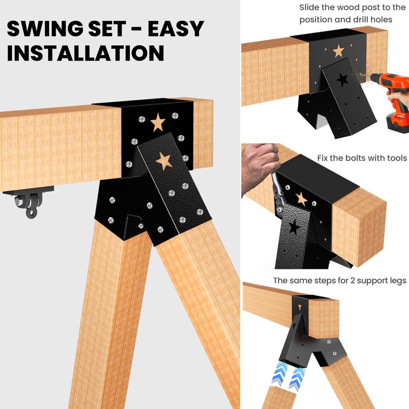 Heavy Duty Swing Set Brackets Kit with 2 A-Frame Brackets