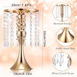 Unittype 4 Pcs Wedding Centerpieces for Tables 13 Inch Tall, Crystal Flower Stand Floral Vases for Tabletop Flower Arrangement Stand Valentines Gift Baptism Party Decor (Gold)