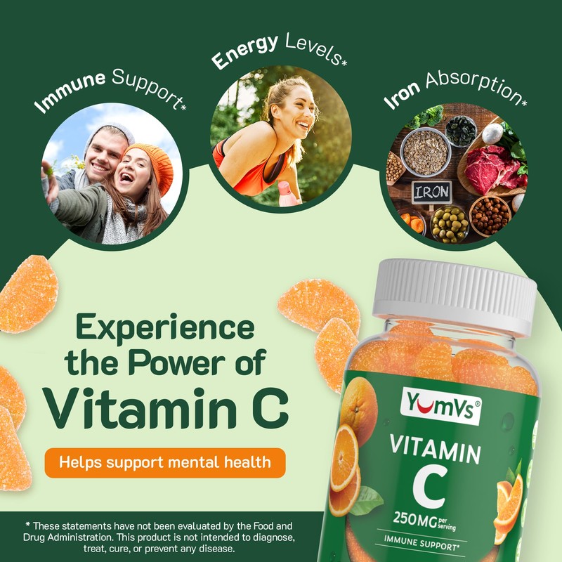 Vitamin C Gummies for Adults - 250 mg Yummy Vitamin