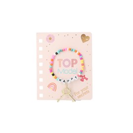 Depesche TOPModel - Diary with Heart Lock and Bracelet, Book in Pink with Model Motif, Gold Details and Lined Pages