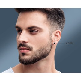 Black Moissanite Earrings for Men Women, 4MM 0.5CT Lab Created Diamond 925 Sterling Silver Hypoallergenic Stud Earings, White Gold Plated Round Gemstone Earrings, Jewelry Gifts