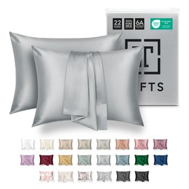 Tafts Silk Pillow Cases - 22mm 100% Pure Mulberry 6A Silk Pillowcase for Hair & Skin with Envelope Closure, Cooling, Natural, Organic, Double Sided Silk Pillow Case (Silver Grey, Queen 20x30 2pc)
