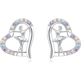 arete de plata de ley 925 con diseño de bailarina, regalo para bailarina, joyería hipoalergénica