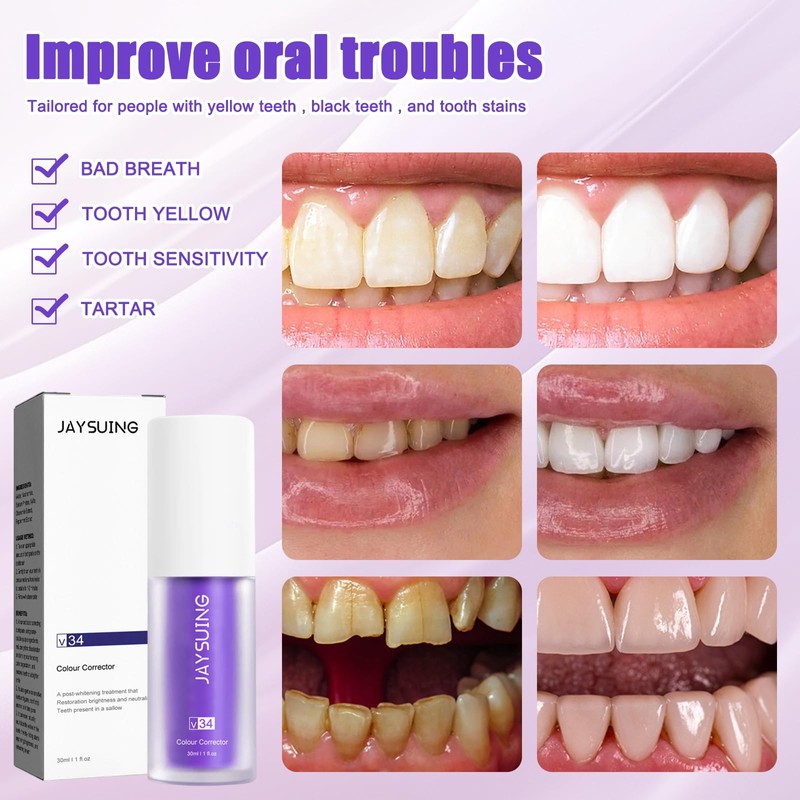 Purple Teeth Whitening Toothpaste, Purple Toothpaste, White Teeth Purple Toothpaste