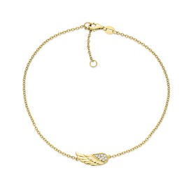 14K Gold Plated .925 Sterling Silver Delicate Protection Guardian Angel Wing Feather Anklet Charm CZ Anklet Link Bracelet for Women Teens